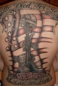 Ritornu sanu militare cummerciale americanu lettera di mudellu di tatuaggi di bandiera