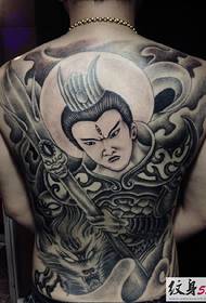 Genial y guapo tatuaje de espalda completa Erlang God Yang Lan