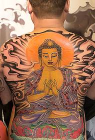 Personalità colorata, come il modello di tatuaggio con schiena piena di Buddha