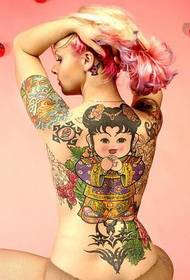 Hel rygg kinesisk dukke personlighet tatovering