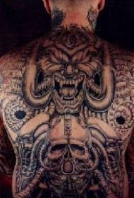 Bumalik ang biomekanikal na mekanikal na pattern ng tattoo ng demonyo