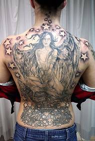 Volledige achterkant mode engel ster tattoo