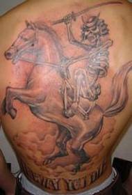 Rêch dea skull ridder en hynder tattoo patroan