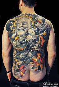 Classic handsome full back Maitreya tattoo picture