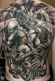Två kreativa tatueringar med full rygg med breda hjärnöppningar