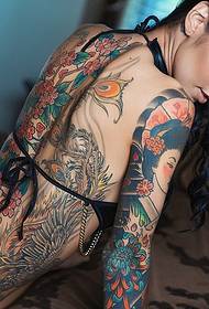 Sexy beauty full back totem tattoo