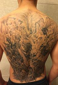 Cool full-back angel war tattoo