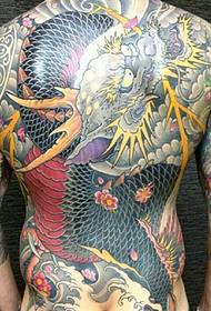 Helt tilbage japansk farve store onde drage tatovering billede