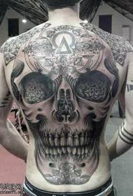 Úplné zadní lebka lebky tetování vzor