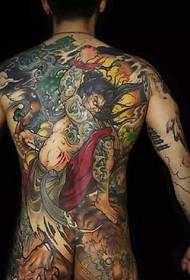Кілька прохолодних кольорів татуювань на повній спині