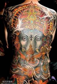 Plena de klasika etoso de la ŝablono de tatuaje de dio de elefanto
