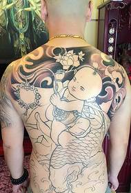 Úplné zadní tetování vzoru Fuwa