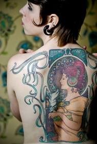 Mujer espalda moda bonita belleza tatuaje