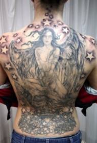 Пълнолицев модел на татуировка на звезда на ангел