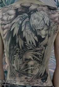 Full back angel tattoo pattern