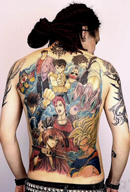 Visas nugaros japonų anime personažo tatuiruotės modelis