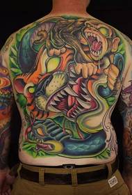 Full back classic old traditional color totem tattoo