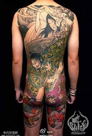 Пълен гръб японски модел татуировка на самурай