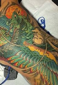 Повна спина традиційного японського кольору великий фенікс татуювання візерунок
