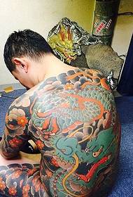 Hanging color full back color big dragon tattoo picture