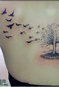 Full back black tree tattoo pattern