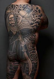 Photo de tatouage totem noir et blanc de style japonais à l'arrière