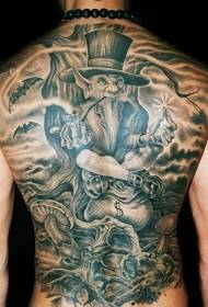 Fantastico tatuaggio irlandese con leprechaun a schiena piena