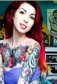 sexy woman chest arm personality tattoo