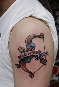 arm color bow and arrow ribbon tattoo