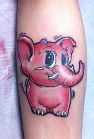 bela karikaturo de elefanta tatuaje sur la brako