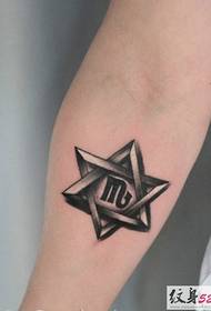 brazo patrón de tatuaxe de estrelas de seis puntas