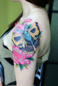 piękno ramię piękne moda kolor motyl tatuaż obraz