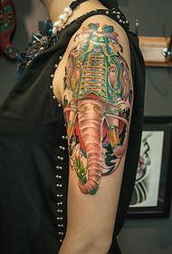 tung färg elefant flicka arm tatuering