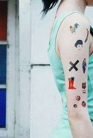 menina braço cor cartoon pintado personalidade tatuagem