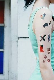 menina braço cor cartoon pintado personalidade tatuagem