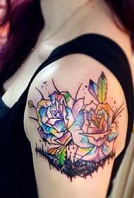 beauty illusion rose violence cover scar tattoo  19299 - Men's Arm Personality Green Lizard Tattoo
