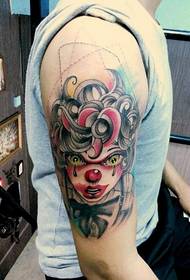 pola tatu badut warna kapribona lengen