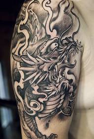 personal traditional arm black and white unicorn tattoo