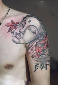 Buddha's big arm covered scar tattoo