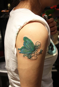 蝴蝶精靈手臂紋身作品