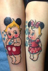 двойка рамо цвят цвят карикатура татуировка модел