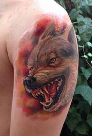 dominéierend Arm Wolfskop Tattoo