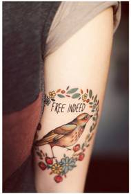 filles bras oiseau petite fleur couleur tatouage