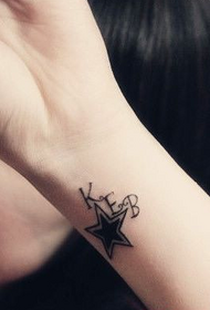 Girls Arms Black and White Stars Text Tattoo