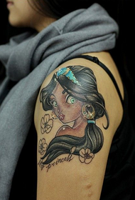 Gyönyörű fekete hercegnő Avatar kar tetoválás minta