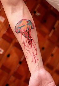 kadın kol renk denizanası dövme deseni