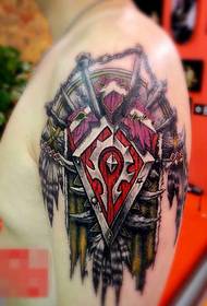 World of Warcraft tribal flag banner arm tattoo