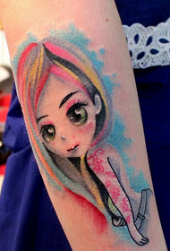 手臂可愛卡通女孩紋身圖案