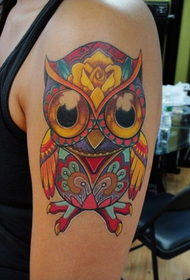 tatuaggio di gufo di oche molto carino sul braccio