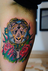 indre arm fårhoved rose tatovering